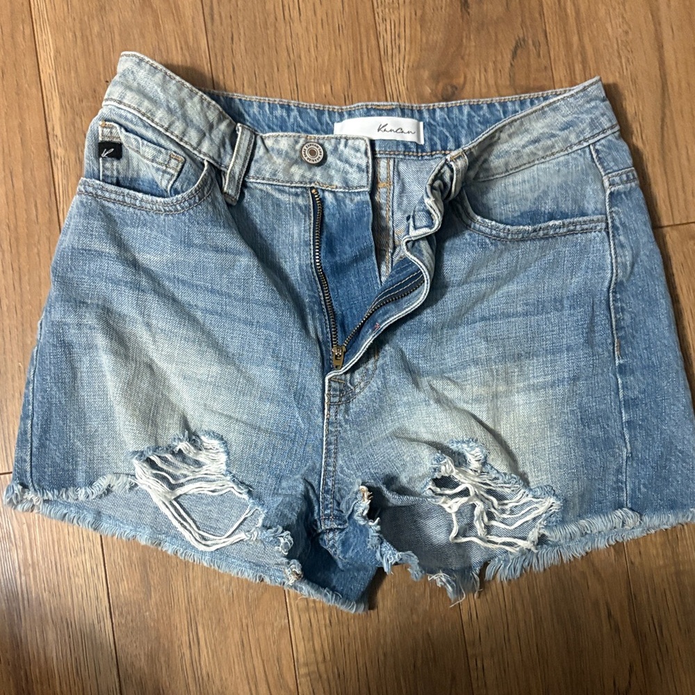Kancan Light Blue Ripped Jean Shorts